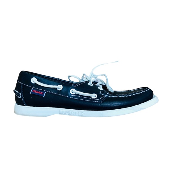 Authentic Sebago Dockside’s Navy and White Leather Loafers Women’s Size 7.5 - Picture 4 of 8